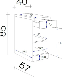 Flex-Well Unterschrank »Vintea« (B x H x T) 40 x 85 x 60 cm, mit Metallgriffen