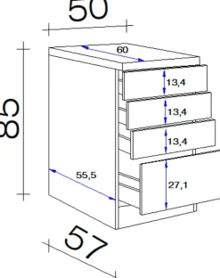 Flex-Well Unterschrank »Wito« (B x H x T) 50 x 85/86 x 60 cm, mit praktischen Schubkästen