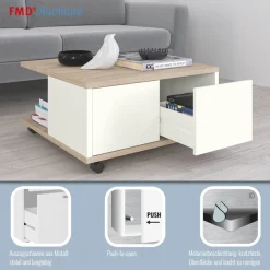 FMD Couchtisch »Twin« Sofatisch mit Rollen, Push-to-open, viel Stauraum, Breite: 70 cm