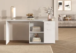 FMD Eckschreibtisch »AUGSBURG« Schreibtisch/ Sideboard m. Stauraum, beids. montierb., 117 oder 148 cm