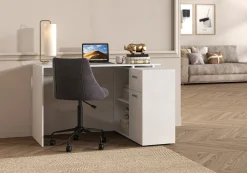 FMD Eckschreibtisch »AUGSBURG« Schreibtisch/ Sideboard m. Stauraum, beids. montierb., 117 oder 148 cm