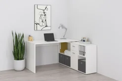 FMD Eckschreibtisch »Lexo« Schreibtisch/Sideboard viel Stauraum, beidseitig montierb., 136/205 cm