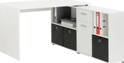 FMD Eckschreibtisch »Lexo« Schreibtisch/Sideboard viel Stauraum, beidseitig montierb., 136/205 cm