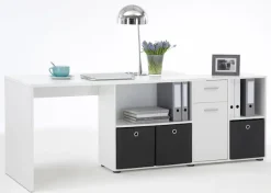 FMD Eckschreibtisch »Lexo« Schreibtisch/Sideboard viel Stauraum, beidseitig montierb., 136/205 cm