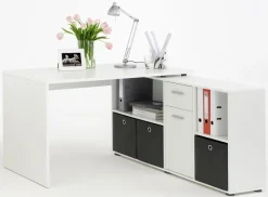 FMD Eckschreibtisch »Lexo« Schreibtisch/Sideboard viel Stauraum, beidseitig montierb., 136/205 cm