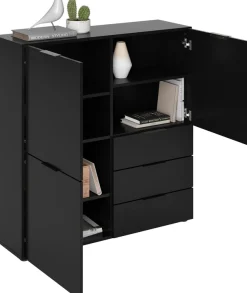 FMD Kommode »Dark« mit 3 Schubladen, verstellbare Einlegeböden, Breite ca. 99 cm