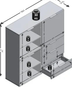 FMD Kommode »Dark« mit 3 Schubladen, verstellbare Einlegeböden, Breite ca. 99 cm