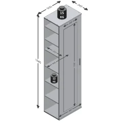 FMD Mehrzweckschrank »Inca 1« Flurschr., Aktenschr., verstellb. Böden, mit/ohne Spiegel, B: 50 cm