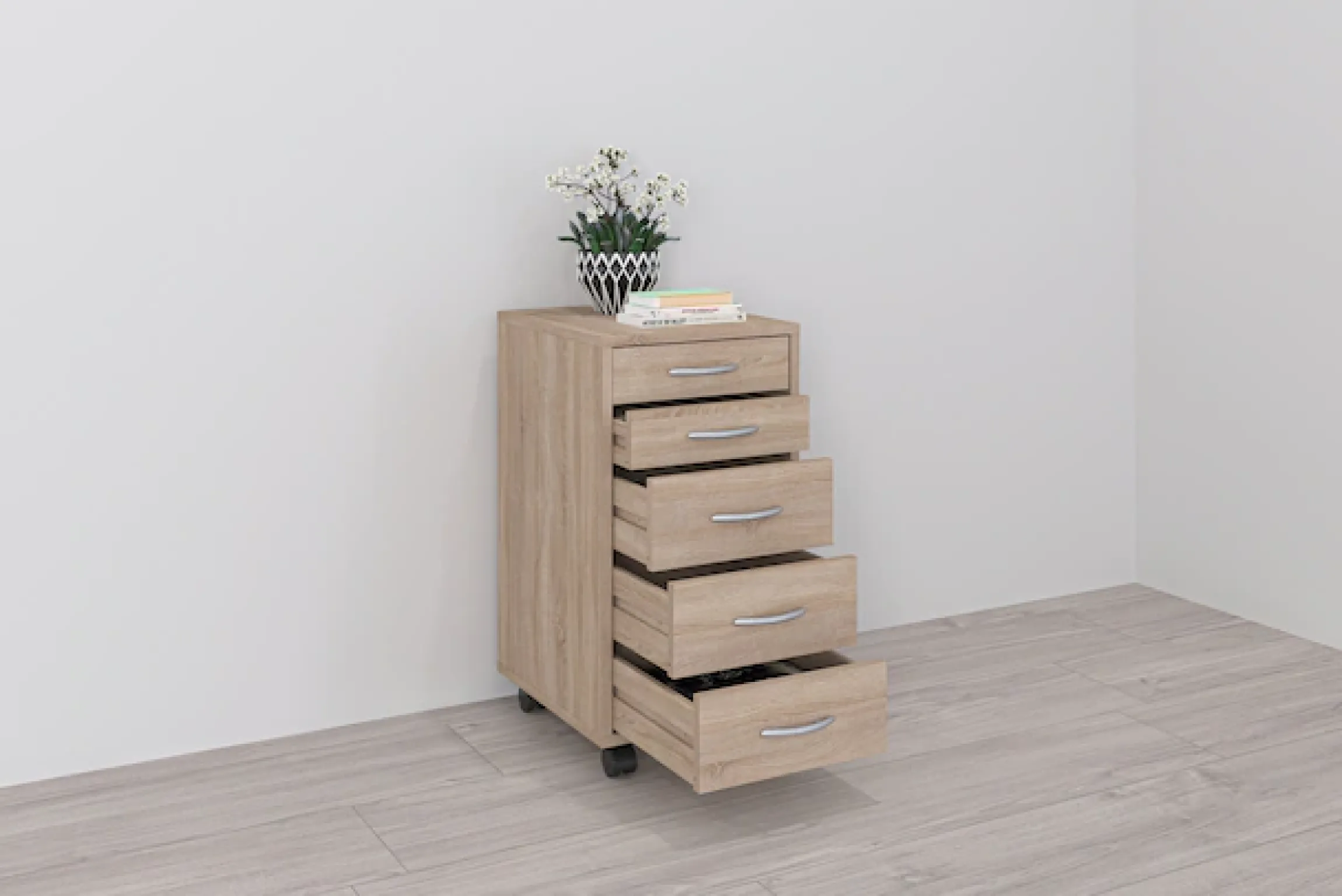 FMD Rollcontainer »Freddy« Büroaufbwahrung mit 5 Schubkästen auf Rollen, 63 cm hoch