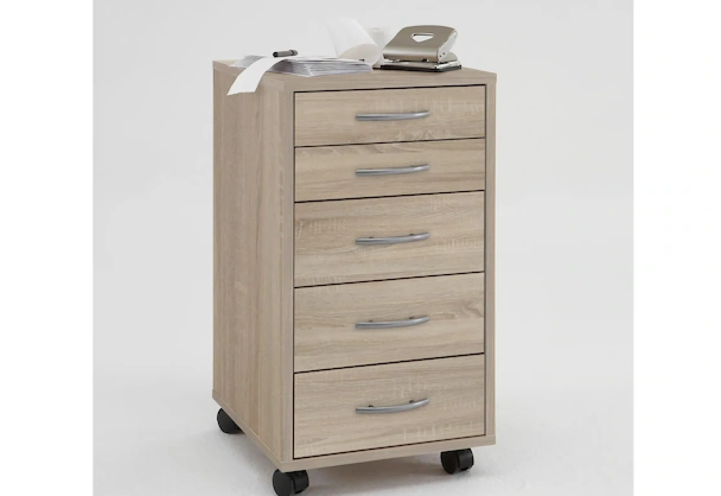 FMD Rollcontainer »Freddy« Büroaufbwahrung mit 5 Schubkästen auf Rollen, 63 cm hoch