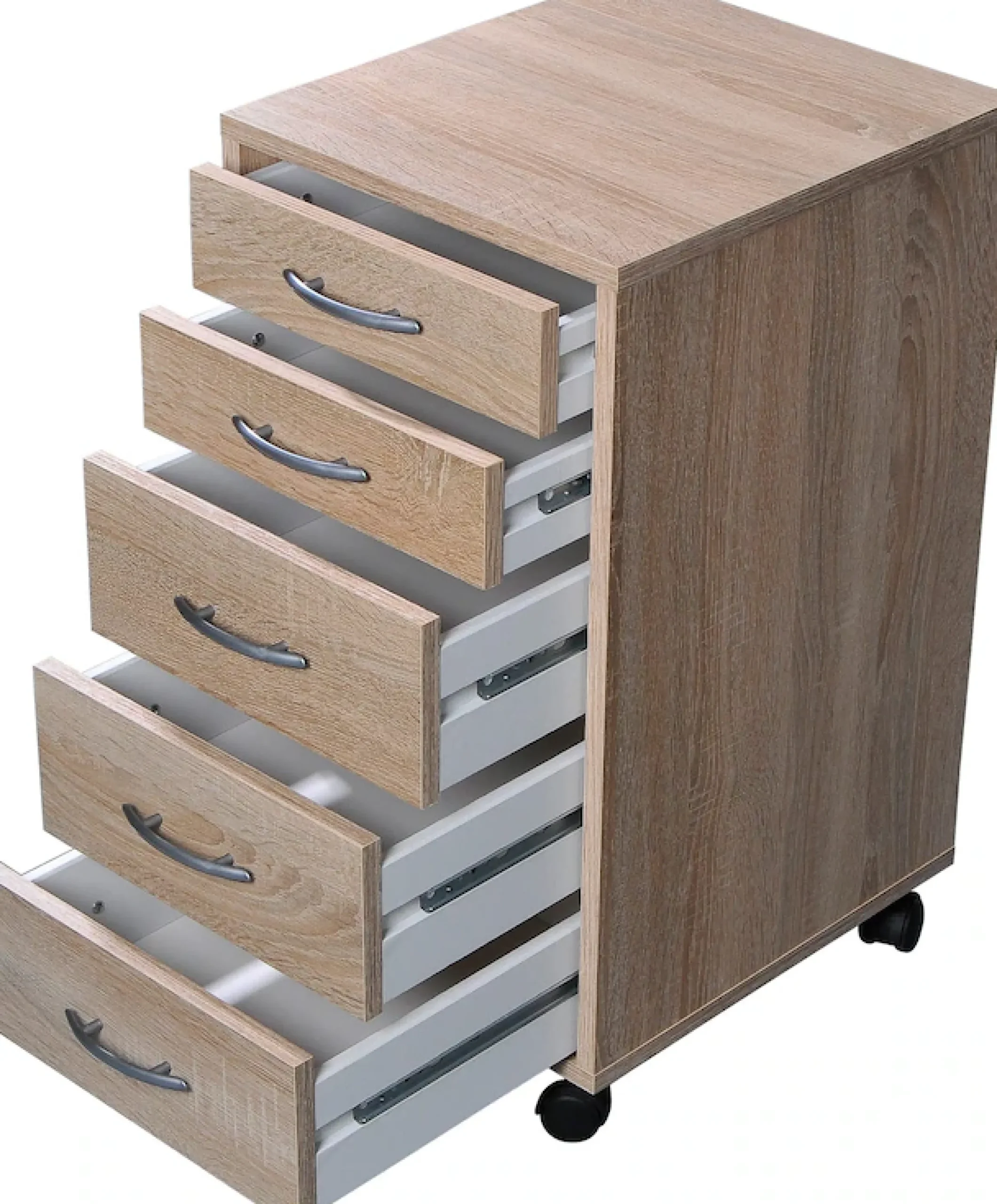 FMD Rollcontainer »Freddy« Büroaufbwahrung mit 5 Schubkästen auf Rollen, 63 cm hoch