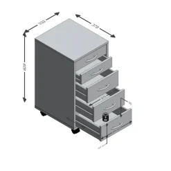 FMD Rollcontainer »Freddy« Büroaufbwahrung mit 5 Schubkästen auf Rollen, 63 cm hoch
