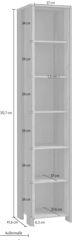 FORTE Aktenregal »Clif« Bücherregal im Industriestil, Höhe 220,7 cm