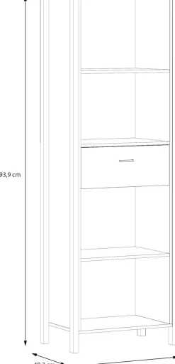 FORTE Aktenregal »High Rock« mit Tür, 4 offene Fächer, Industrial-Stil, 65x194 cm