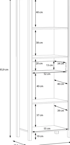 FORTE Aktenregal »High Rock« mit Tür, 4 offene Fächer, Industrial-Stil, 65x194 cm