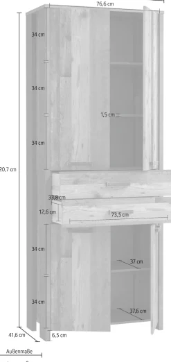 FORTE Aktenschrank »Clif« Mehrzweckschrank im Industriestil, Breite 86 cm x Höhe 220 cm