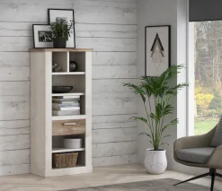 FORTE Bücherregal Höhe160 cm, Aktenregal mit Schublade, im Landhausstil