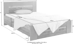 FORTE Bett »Clif, Jugendbett, Belastbarkeit 120 KG, Schubkasten optional« Liegefläche 140cmx200cm,Industrial Design