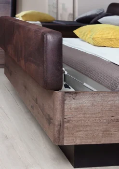 FORTE Bett »Jacky, Belastbarkeit 250 kg, Stauraum« Liegefläche 180x200cm,Polsterkopfteil und integrierte Bettbank aus FSC-Holzwerkstoff