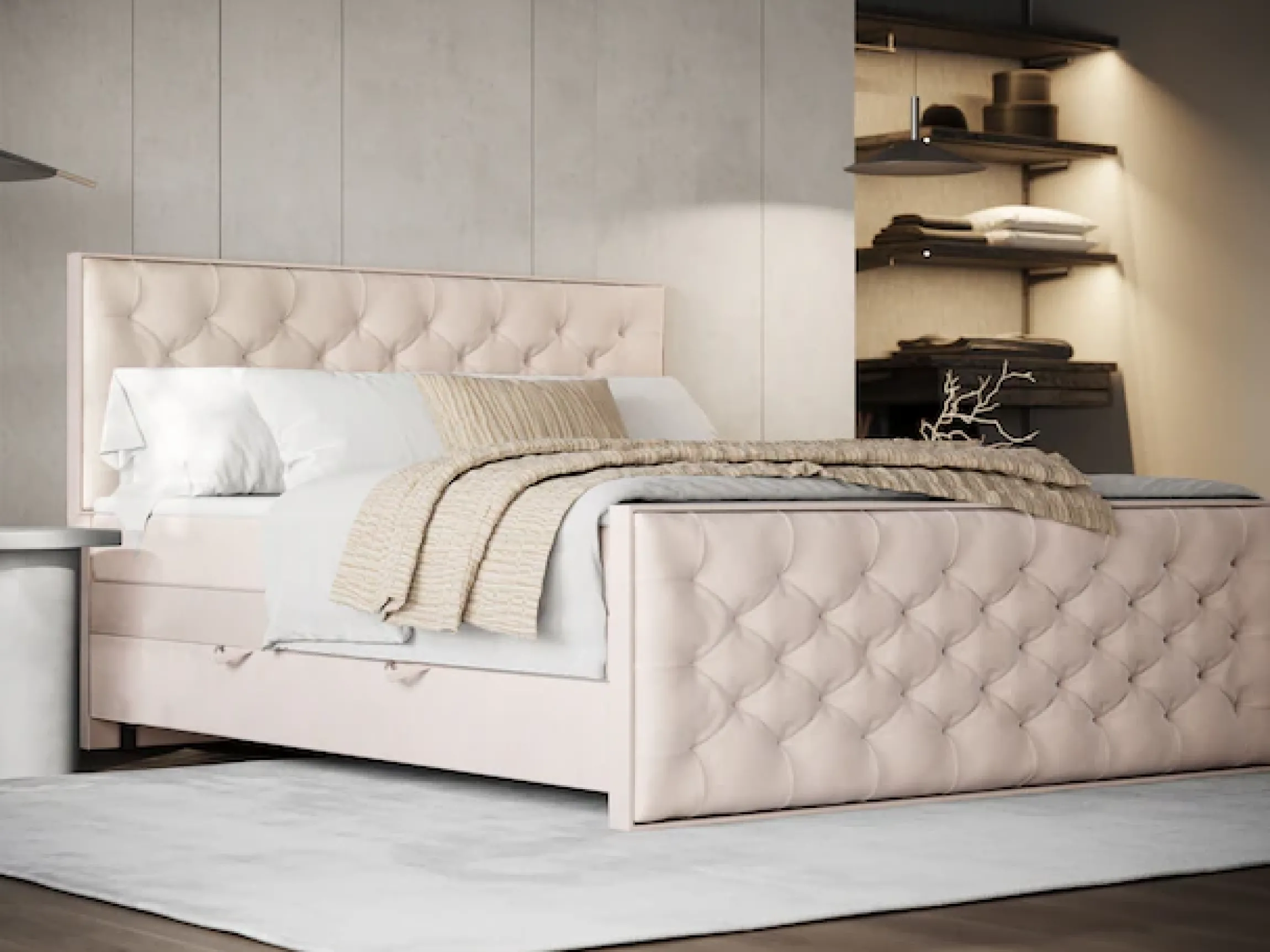 FORTE Boxspringbett »Lanciano Max inkl. zwei Bettkästen und Kaltschaum Topper« und einer 7-Zonen-Tonnentaschenfederkernmatratze H2/H3