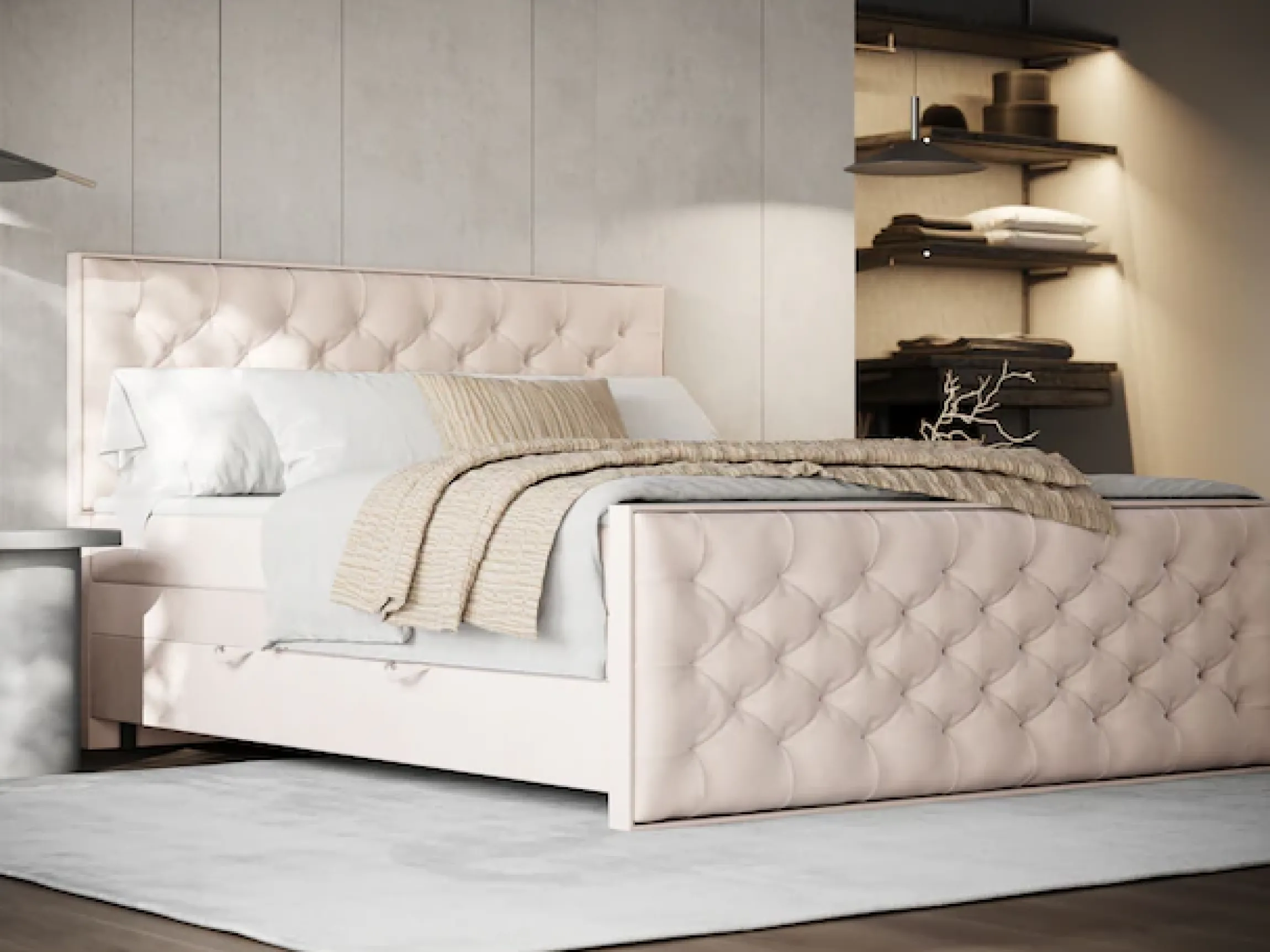 FORTE Boxspringbett »Lanciano Max inkl. zwei Bettkästen und Kaltschaum Topper« und einer 7-Zonen-Tonnentaschenfederkernmatratze H2/H3