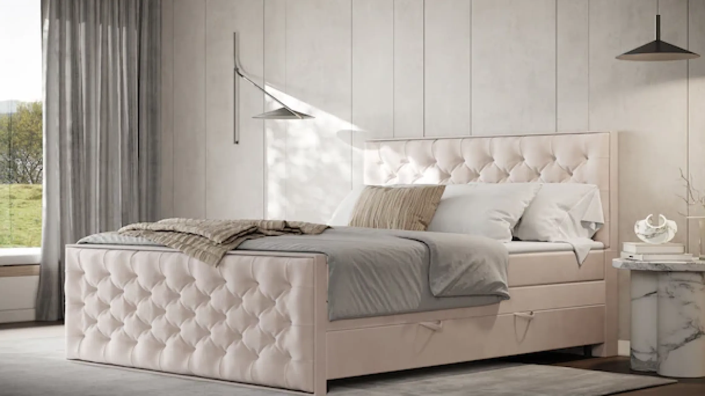 FORTE Boxspringbett »Lanciano Max inkl. zwei Bettkästen und Kaltschaum Topper« und einer 7-Zonen-Tonnentaschenfederkernmatratze H2/H3
