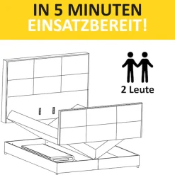 FORTE Boxspringbett »Lanciano inkl. zwei Bettkästen und Kaltschaum Topper« 7-Zonen-Taschenfederkernmatratze mit zwei Härtegraden (H2/H3),erhältlich in den Breiten 140cm, 160cm & 180cm