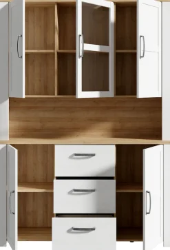 FORTE Buffet »Bohol, großes Highboard,4Türen, 1 Glastüre, 3 Schubkästen« B/H/T 146,1/205,4/42 cm, sehr viel Stauraum