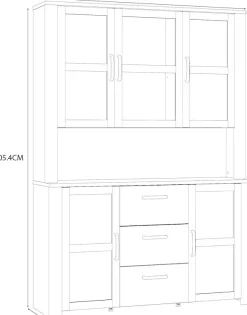 FORTE Buffet »Bohol, großes Highboard,4Türen, 1 Glastüre, 3 Schubkästen« B/H/T 146,1/205,4/42 cm, sehr viel Stauraum