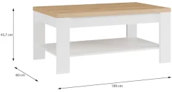 FORTE Couchtisch »Coffee Table, Ablagefäche, zweifarbiges Dekor« B/H/T 100/45,7/60 cm Ablageboden