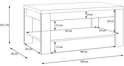 FORTE Couchtisch »Coffee Table, Ablagefäche, zweifarbiges Dekor« B/H/T 100/45,7/60 cm Ablageboden