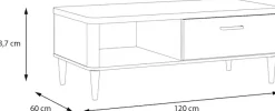 FORTE Couchtisch »Lacetti« B/H/T 120/43,7/60 cm Echtholzfüße