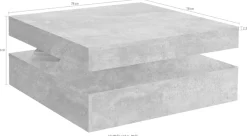 FORTE Couchtisch mit Funktion, drehbare Tischplatte, Breite ca. 78x78 cm