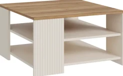 FORTE Couchtisch »Oak Squere, Ablageboden, Lamellenoptik,2 farbiges Dekor« B/H/T 80/45/80cm Tischplatte Holzdekor