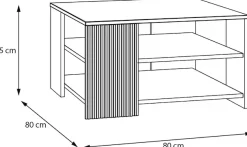 FORTE Couchtisch »Oak Squere, Ablageboden, Lamellenoptik,2 farbiges Dekor« B/H/T 80/45/80cm Tischplatte Holzdekor