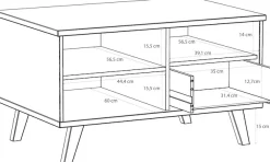 FORTE Couchtisch »Vankka Coffee Table« B/H/T 90/51,8/60 cm,90 x 60 cm Schublade, offen Fächer, Stauraun