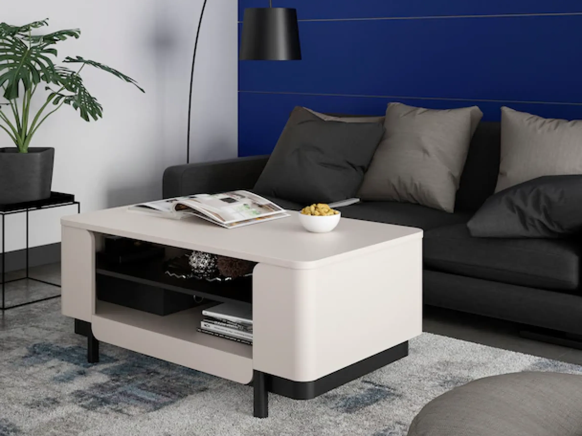 FORTE Couchtisch »VODOL« Couchtisch, Ablageboden, 2 offen Fächer