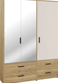 FORTE Drehtürenschrank »Schrank mit Spiegel, zeitloses Design, 3türig« viel Stauraum, Schubladen, Spiegeltürenm Höhe 200 cm