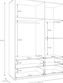 FORTE Drehtürenschrank »Schrank mit Spiegel, zeitloses Design, 3türig« viel Stauraum, Schubladen, Spiegeltürenm Höhe 200 cm