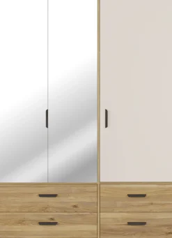 FORTE Drehtürenschrank »Schrank mit Spiegel, zeitloses Design, 3türig« viel Stauraum, Schubladen, Spiegeltürenm Höhe 200 cm