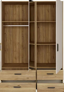 FORTE Drehtürenschrank »Schrank mit Spiegel, zeitloses Design, 3türig« viel Stauraum, Schubladen, Spiegeltürenm Höhe 200 cm