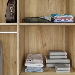 FORTE Drehtürenschrank »Schrank mit Spiegel, zeitloses Design, 3türig« viel Stauraum, Schubladen, Spiegeltürenm Höhe 200 cm