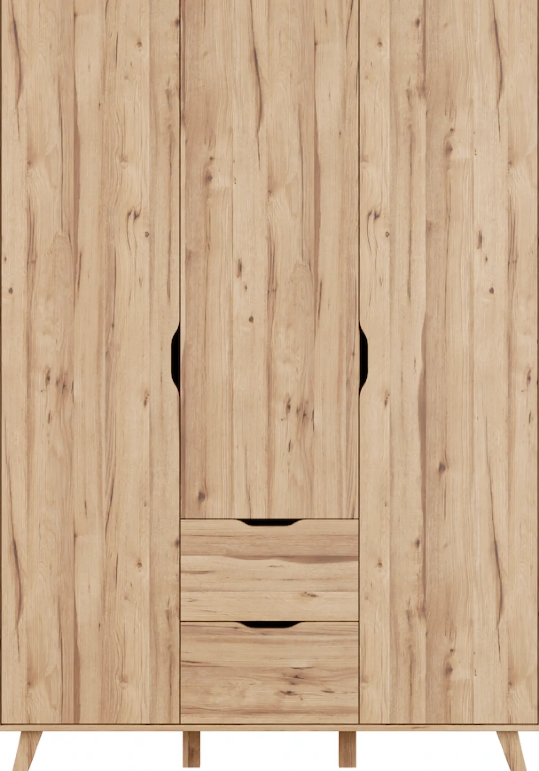 FORTE Drehtürenschrank »Vankka skandinavischer-Stil, viel Stauraum, ohne Griffe« B/H/T ca.140x200x52cm,Made in Europe, mit Einlegeböden+Kleiderstange+Schubladen,grifflos