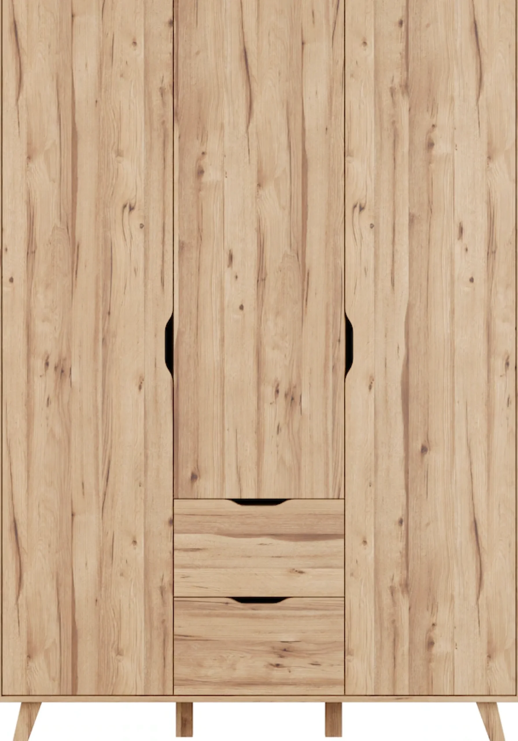 FORTE Drehtürenschrank »Vankka skandinavischer-Stil, viel Stauraum, ohne Griffe« B/H/T ca.140x200x52cm,Made in Europe, mit Einlegeböden+Kleiderstange+Schubladen,grifflos