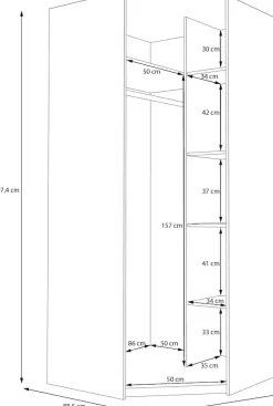 FORTE Eckkleiderschrank »Oak Squere« B/H/T 88,5/197,4/88,5 cm Eckschrank, Softclose, inklusive Beleuchtung