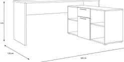 FORTE Eckschreibtisch »Contra Costa« B/H/T 160/73,5/128 cm, Über-Eck-Lösung