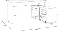 FORTE Eckschreibtisch »Tempra« viel Stauraum, Breite 151 cm