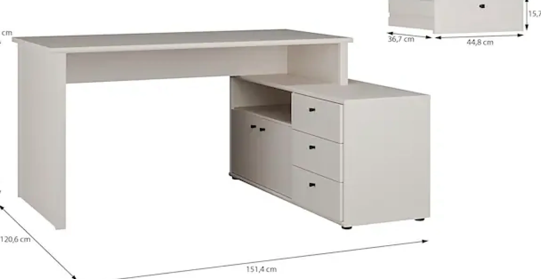FORTE Eckschreibtisch »Tempra« viel Stauraum, Breite 151 cm