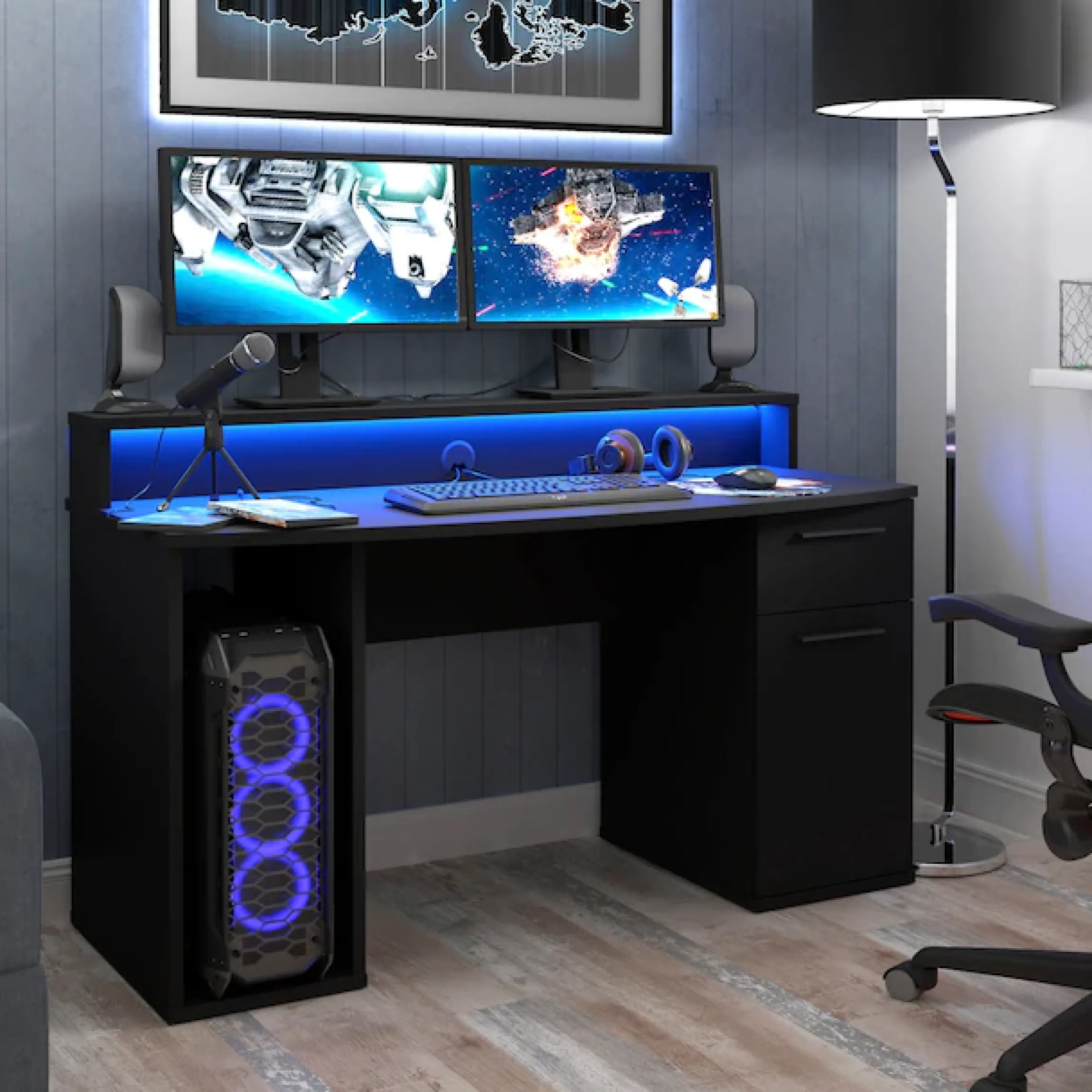 FORTE Gamingtisch »Ayo« mit LED-RGB Beleuchtung, moderner Schreibtisch, Breite 140 cm