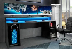 FORTE Gamingtisch »Tezaur« Schreibtisch mit RGB-Beleuchtung und Halterungen, Breite 200 cm